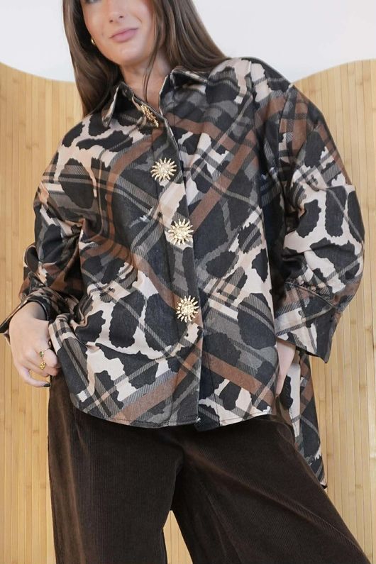 Zeta Otto Baby Cord Mixed Animal & Plaid Shirt ' /8